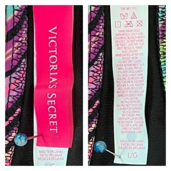 Victoria's Secret Candy Cane Striped Multicolor Knotted Bikini Top Size Large - Picture 5 of 5